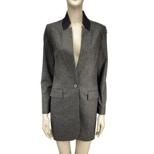 JUDITH & CHARLES Wool Longline Single-Button‎ Contemporary Gray Blazer Jacket 4